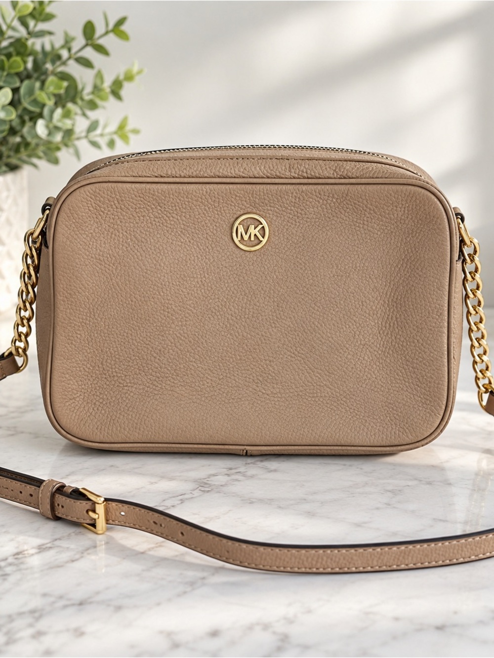MICHAEL Michael Kors Pebbled Leather Crossbody Bag - Taupe
